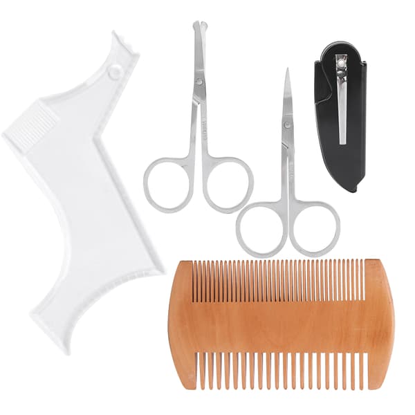 Transparent skäggformningsmall kam sax skäggvård formningsstyling set