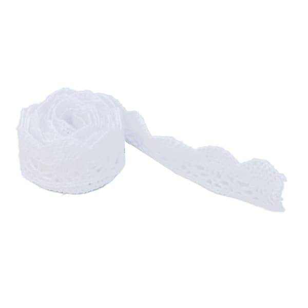 Spetsband DIY Bomullsnät 2cm Bredd 20 Yards Elegant Tyllspets för Gardin Kläder Duk Presentförpackning Vit