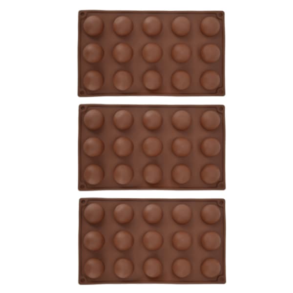 3 stykker 15-hulrums silikoneform chokoladebombe halvkuppel bageplade til kagegelébudding