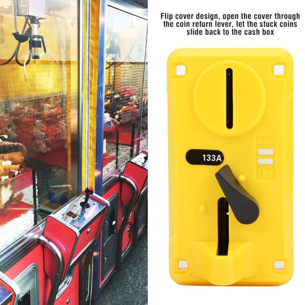 Jämförande myntväljare med CPU och LED-ljus, fällbart lock för spelmaskin, gul