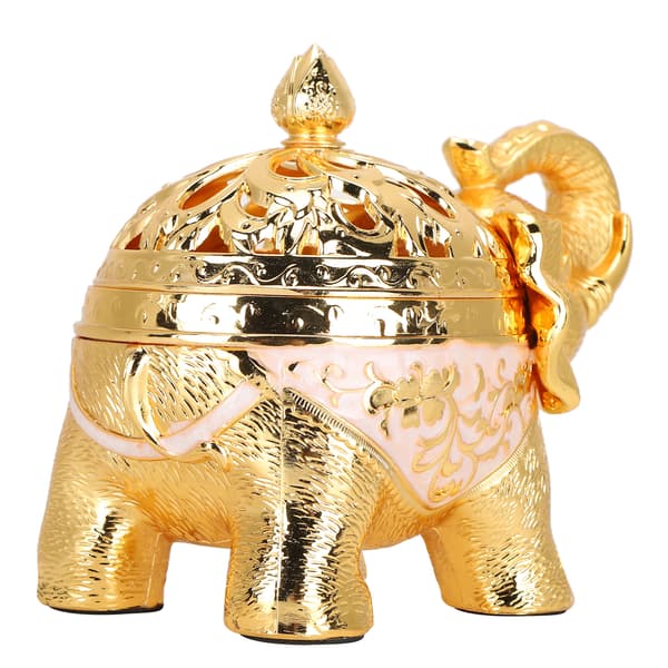 Elefant Rökelsebrännare Aromaterapi Prydnad Guld Vit Vardagsrum Entré Sovrumsinredning