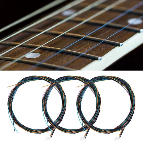 Miljövänliga klassiska akustiska gitarrsträngar, färgad nylon kopparlegering, folkgitarrset