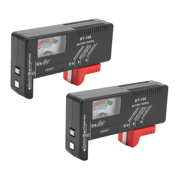 2-pack analog batteritestare, bärbar knappcellspänningskontroll för AA AAA 1,5V 9V