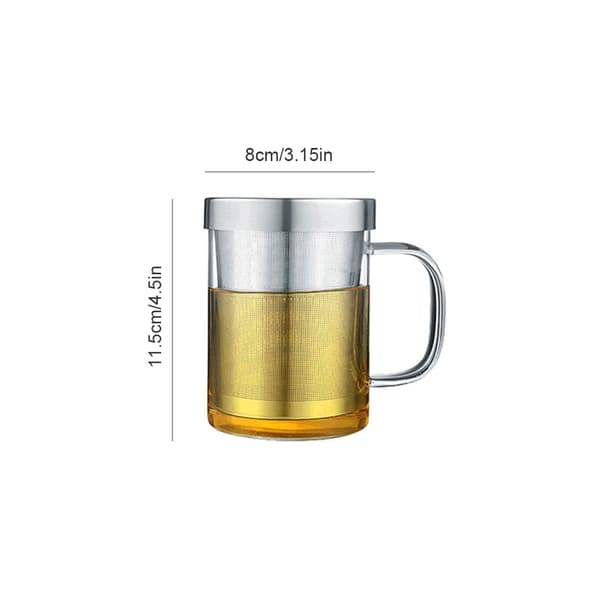 450 ml tekopp i borosilikatglas med lock och tesil