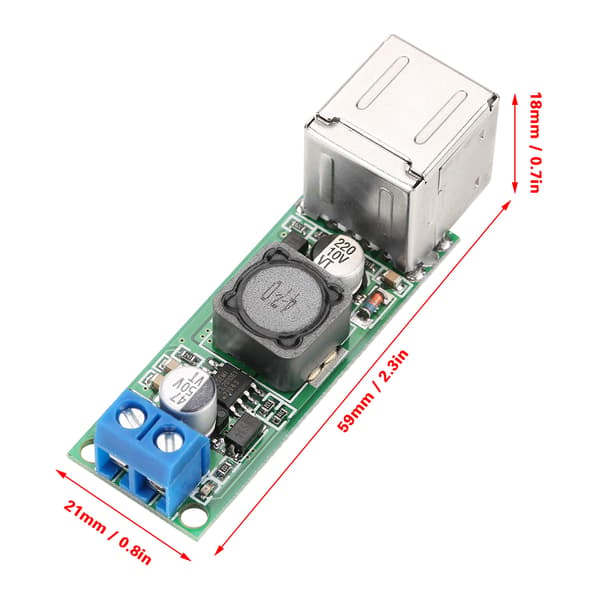 USB Step-Down Konverter 6-35V til 5V 3A Dobbelt Port Opladningsmodul