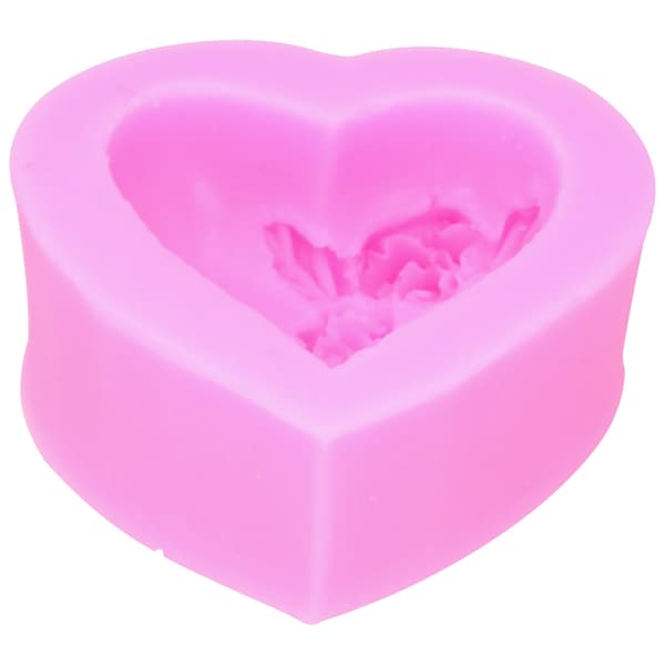 DIY Silikoneform 3-Dimensionel Hjerteformet Rosenblomst KÆRLIGHED Kage Chokolade Sæbe Lys