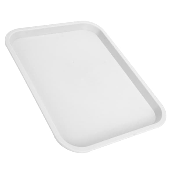 Rektangulär PP Halkfri Tjock Serveringsbricka för Restaurang Kafeteria, Vit Multifunktionell Matbricka