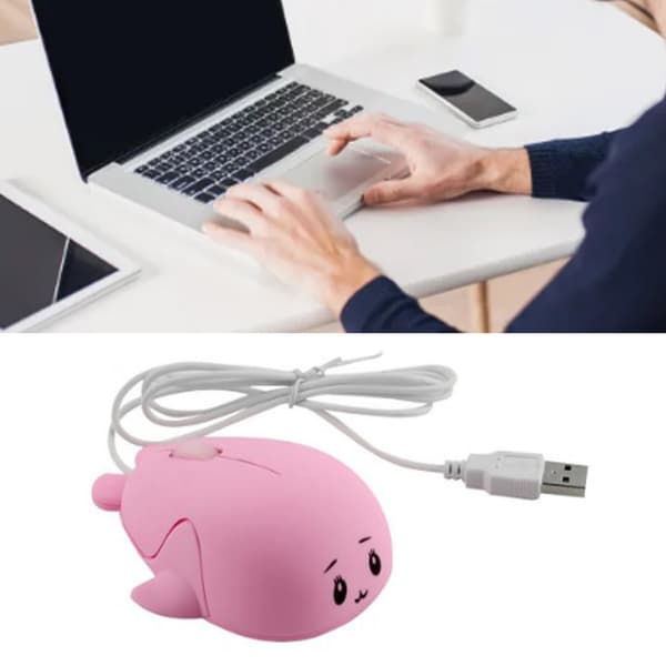 Kablet mus, ergonomisk multifunktionel USB-computermus til bærbar computer, sødt innovativt design