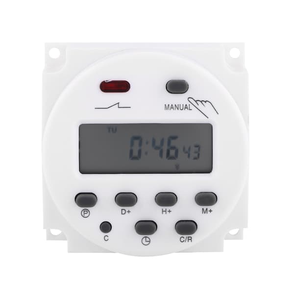 24V Programmerbart Timerrelæafbryder, LCD Digital Mikrocomputer, AC/DC Elektronisk, 7-dages Cyklus