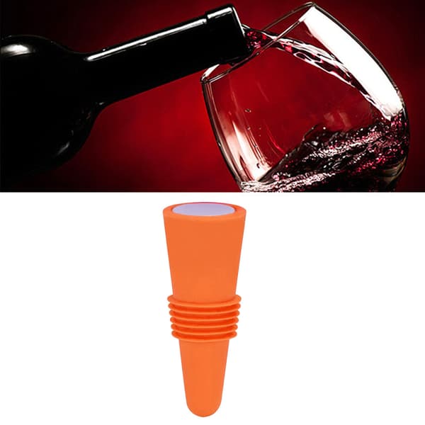 Fødevaregodkendte silikone vinpropper, rustfrit stål, 6,1x2,35 cm, genanvendelige dekorative propper til flasker, orange