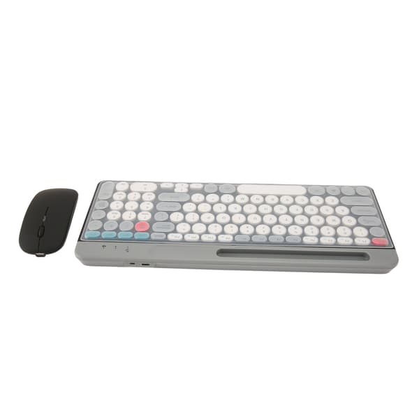 2.4G Trådløst Retro Tastatur og Mus Sæt, Genopladelig Bluetooth Combo til Computer, Sort