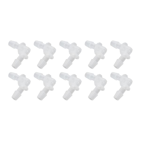 10 stk. 90 graders albueslangeforbindelse, L-formede plastfittings med lige diameter, 7,9 mm
