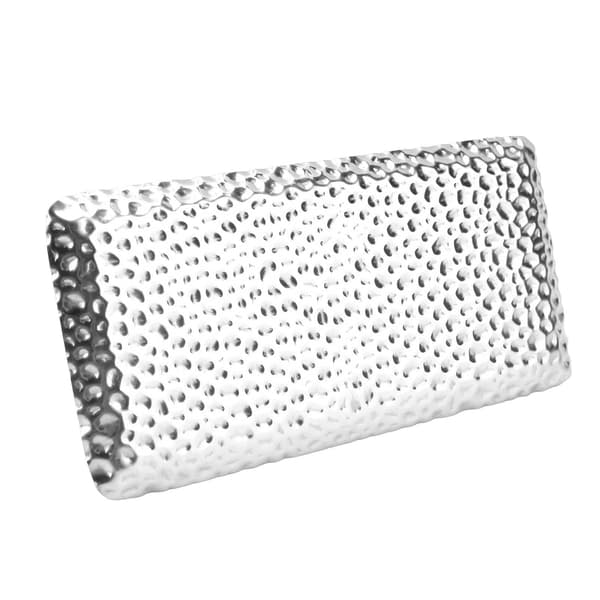 Serveringsbricka i rostfritt stål Elegant luktfri fat för vardagsrum sovrum kök badrum 19,5x9,5 cm Silver