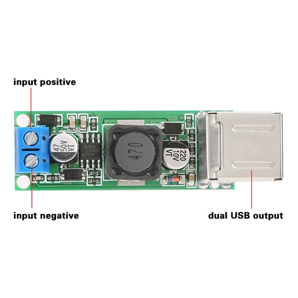 USB Step-Down Konverter 6-35V til 5V 3A Dobbelt Port Opladningsmodul