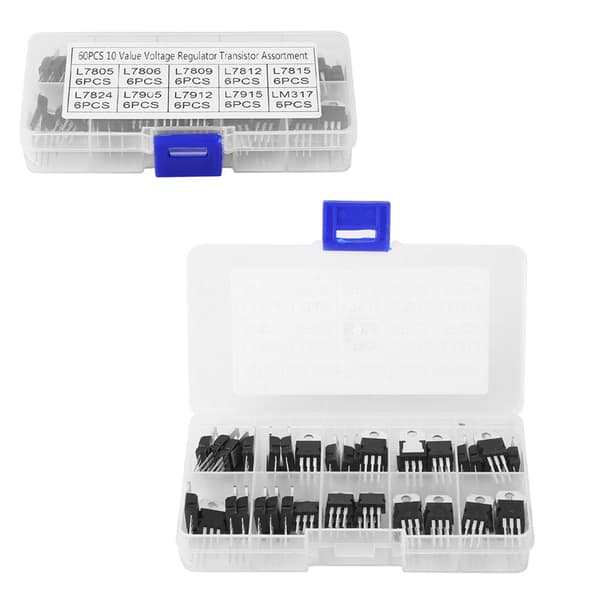 60 stk. 10 værdier L7805CV LM317T spændingsregulator IC-sortimentssæt med etui