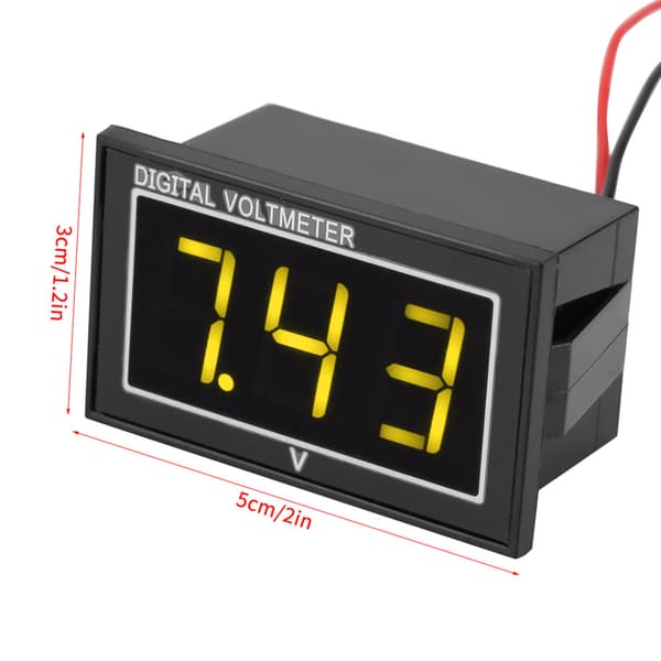 1 stk. vandtæt digitalt voltmeter 0,56\" LED-display DC 2,5-30V panelmåler (gul)