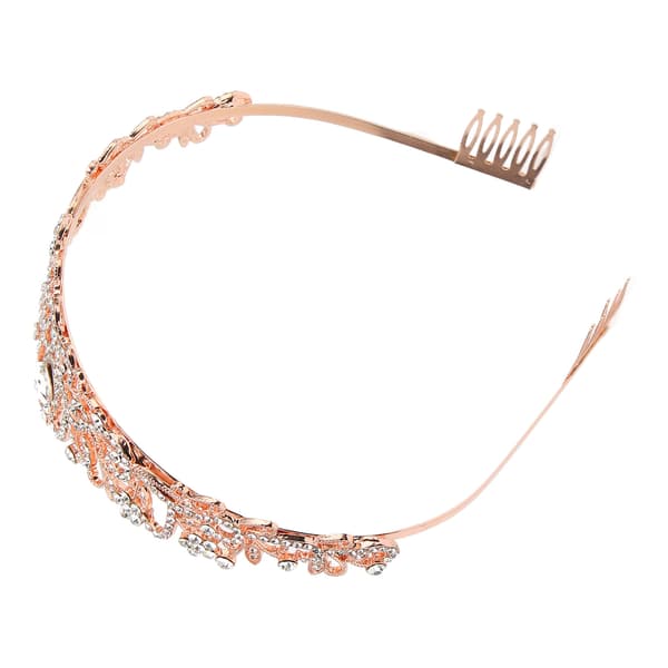 Brudkrona Rhinestone Elegant Glittrande Bröllopsprinsesskrona för Halloween Roséguld