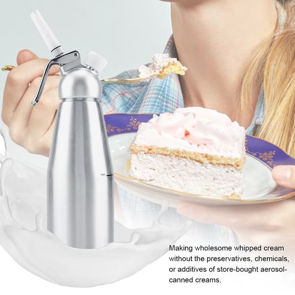 1000 ml Bærbar Flødeskumsdispenser i Aluminium, Flødeskummer til Dessert- og Kaffetopping