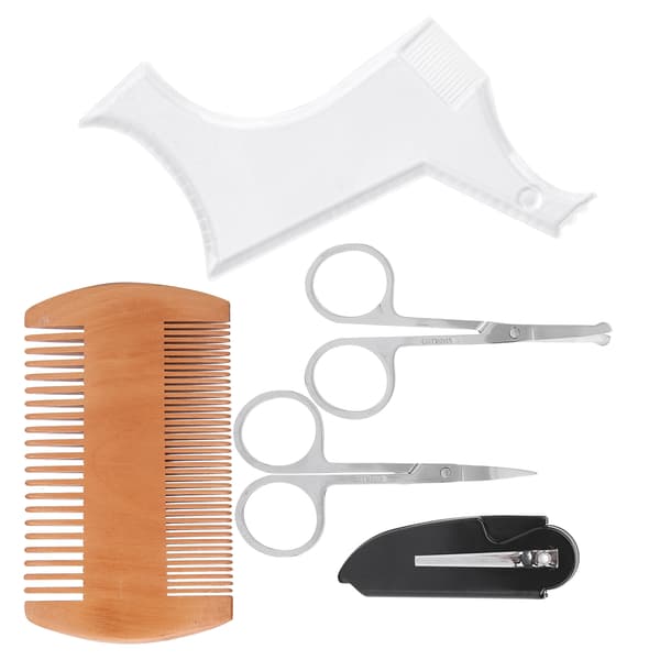 Transparent skäggformningsmall kam sax skäggvård formningsstyling set