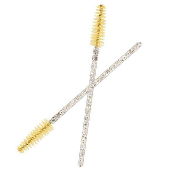 50 stk. nylon makeupbørster, mascarabørster, øjenvippebørster, engangs, bærbare børster, gul