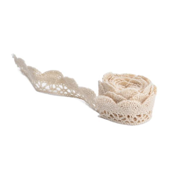 Spetsband DIY Bomullsnät 2cm Bredd 20 Yards Elegant Tyllspets för Gardin Kläder Duk Presentförpackning Beige