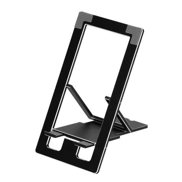 Justerbar skrivebords telefonholder foldbar aluminiumslegering tabletstativ sort til kontor