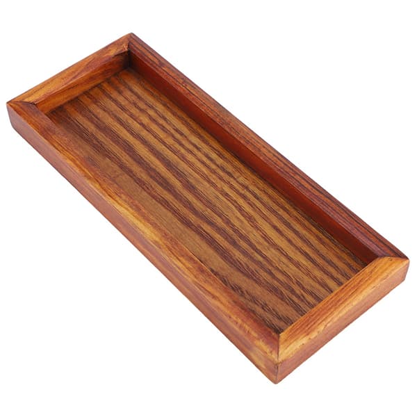 Rektangulär serveringsbricka i trä, tallrik, skål för snacksförvaring för hotell hemma (20*8cm)