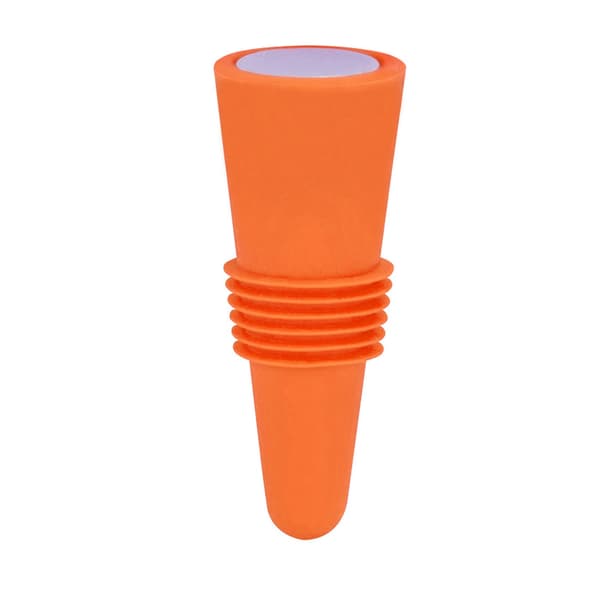 Fødevaregodkendte silikone vinpropper, rustfrit stål, 6,1x2,35 cm, genanvendelige dekorative propper til flasker, orange