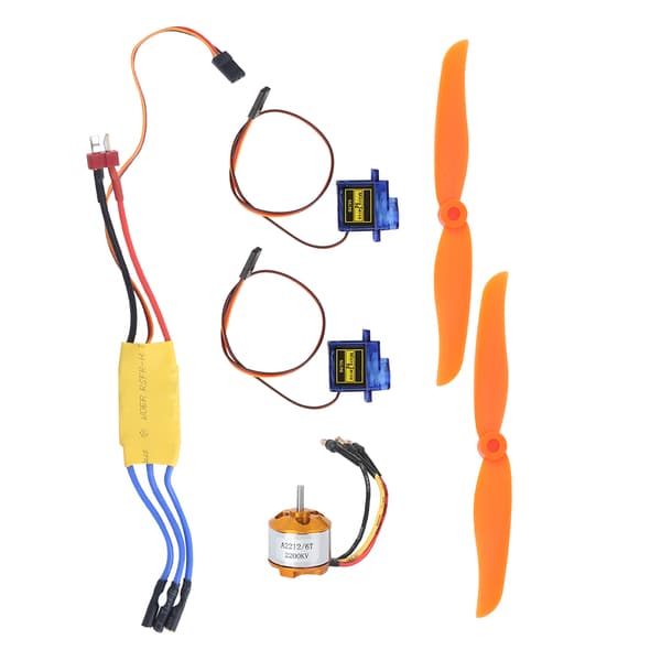 Fjernstyret flysæt: 2200KV børsteløs motor, 30A ESC, 9G mini servo, 6035 propelpakke til fly