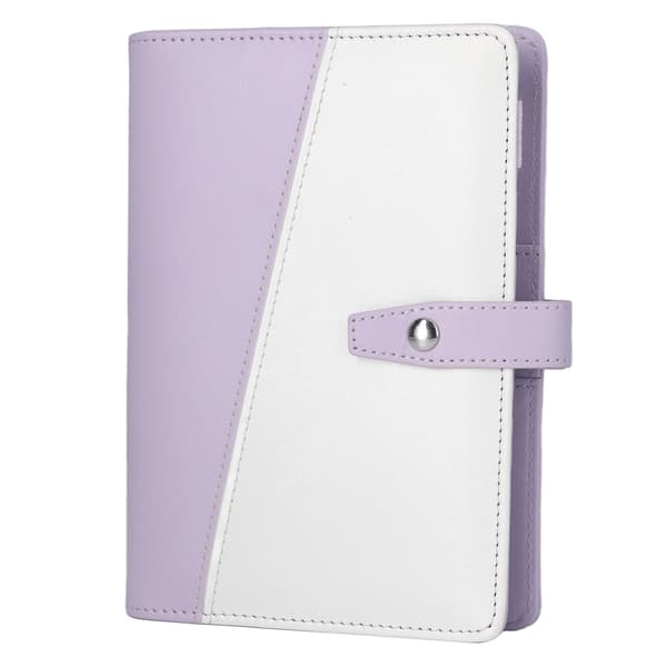 A6 Budget Binder Multifunktionelt Rumdesign Bærbar PU Læder Notesbog Binder til Kontor Skole Lilla
