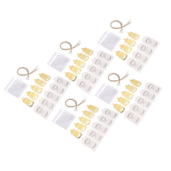 24 söta nappformade flasköppnare i zinklegering, guld, presentförpackning för babyshower