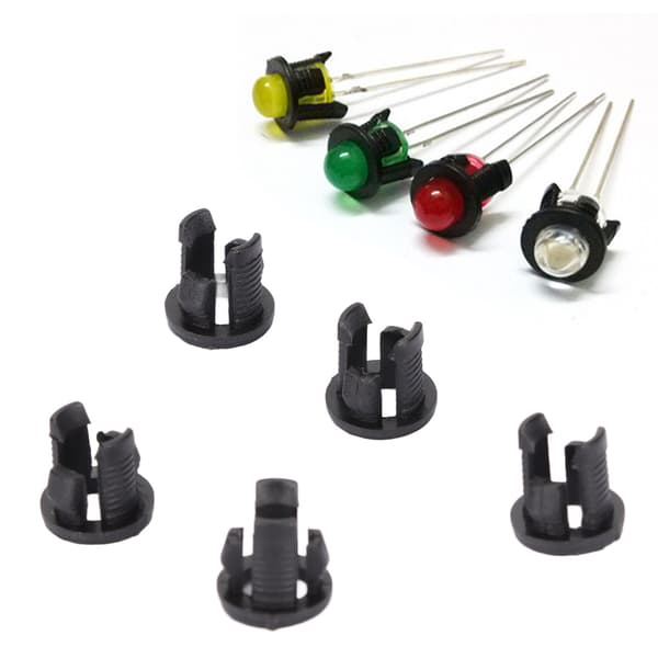 200-pak 5 mm sort plastik LED-holder klips panel fatning, diode base monteringsarmatur