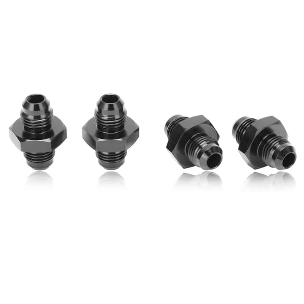4 STK AN6 til AN6 hanfitting brændstofslangeadapter lige aluminium sort anodiseret til flare-samling
