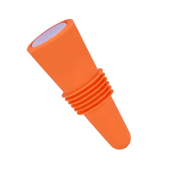 Fødevaregodkendte silikone vinpropper, rustfrit stål, 6,1x2,35 cm, genanvendelige dekorative propper til flasker, orange