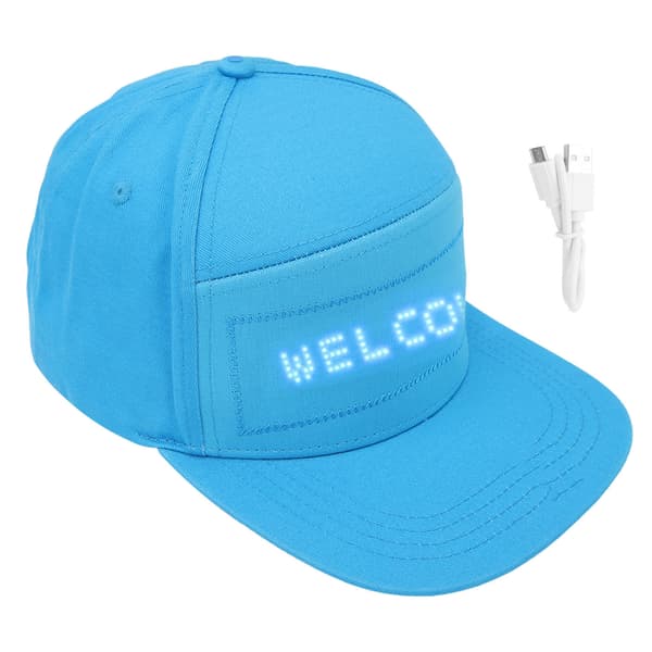 Bluetooth LED-beskedkasket, ensfarvet blå smart hat til fester, app-styret displayhat