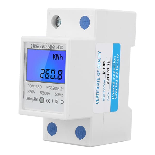 5-80A DDM15SD LCD-display Enkeltfaset Digitalt Elforbrug KWh-måler