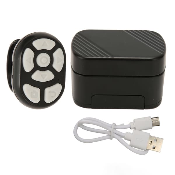 Trådlös Scroll Ring Fjärrkontroll Sidvändare för iPhone iPad iOS Android Surfplatta Svart