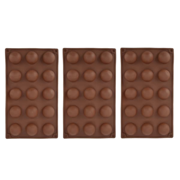 3 stykker 15-hulrums silikoneform chokoladebombe halvkuppel bageplade til kagegelébudding