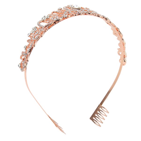 Brudkrona Rhinestone Elegant Glittrande Bröllopsprinsesskrona för Halloween Roséguld