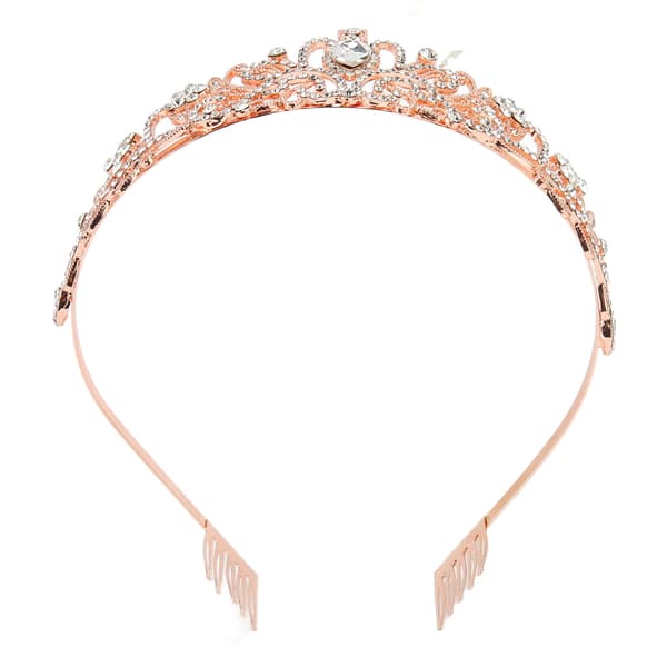 Brudkrona Rhinestone Elegant Glittrande Bröllopsprinsesskrona för Halloween Roséguld
