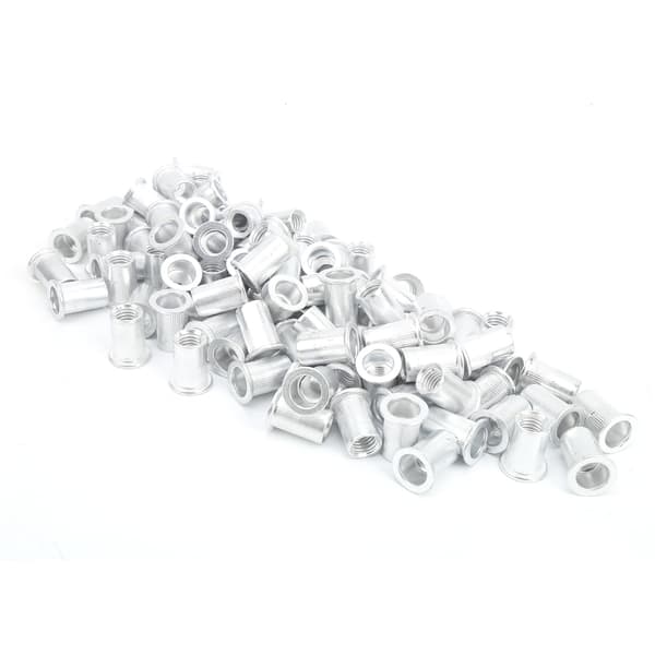 Vertikala blindnitmuttrar i aluminium med platt huvud - 100-pack