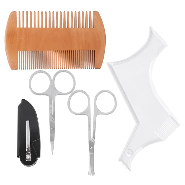 Transparent skäggformningsmall kam sax skäggvård formningsstyling set