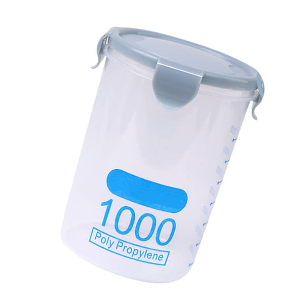 Blå plastik stabelbar 1000 ml lufttæt tørfødevarebeholder til køkkenorganisation