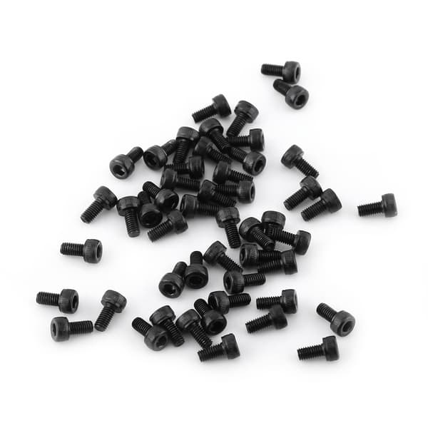 M3 Sorte Unbrakoskruer, 6 mm længde, Fuldt gevind, 50-pak