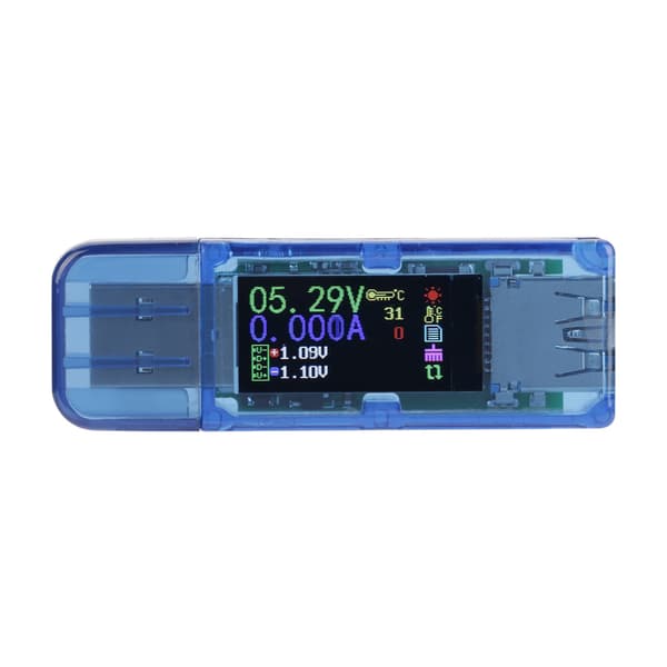 USB 3.0 farvedisplay voltmeter ammeter multimeter, RuiDeng AT34 oplader strømtester