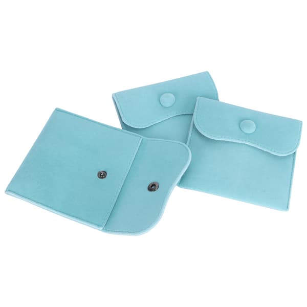 5 st sammetsväskor med tryckknapp Smyckesförvaring Flanell Mocka Presentpåse Blå 10x10cm