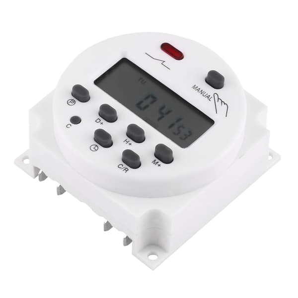 24V Programmerbart Timerrelæafbryder, LCD Digital Mikrocomputer, AC/DC Elektronisk, 7-dages Cyklus