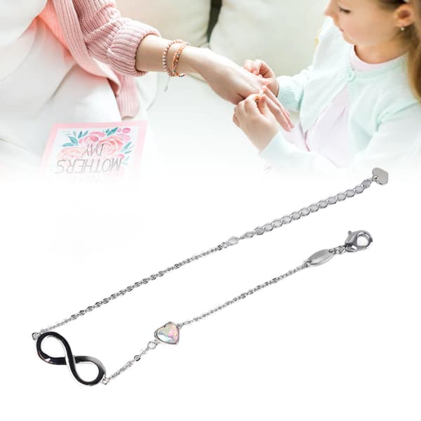 Tidlöst Infinity Heart Damarmband, Silverpläterade Koppar Initial Smycken, Klassiskt Elegant 1PC