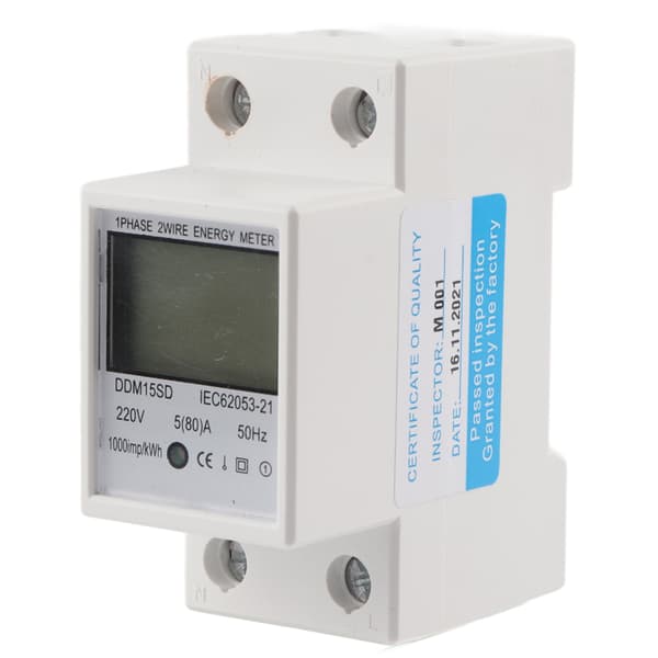 5-80A DDM15SD LCD-display Enkeltfaset Digitalt Elforbrug KWh-måler