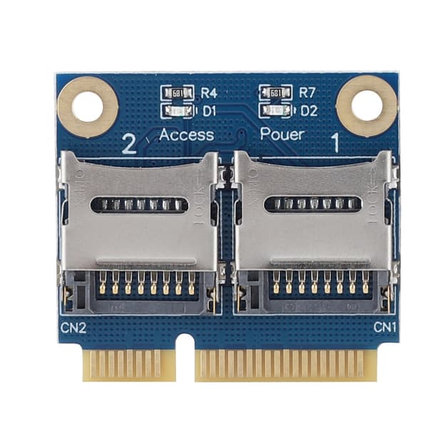 Notebook Half-Height Mini PCIe til Dobbelt SD-kortlæseradapter ABS Grøn 5x3x1cm 1 Adapter 1 Sæt